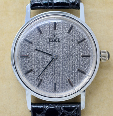 《寶萊精品》EBEL 玉寶銀灰白圓弧型手動女子錶