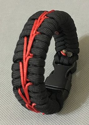 『Paracord mix』魚尾寬版 傘繩手環 塑膠插扣款 外黑 內紅