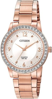 【金台鐘錶】CITIZEN星辰 時尚女錶 錶徑35mm 防水5氣壓防水 晶鑽(玫瑰金) EL3093-83A