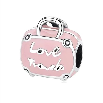 【MOMO全球購】PANDORA潘朵拉 S925純銀粉色旅行箱串珠手鏈配件 DIY個性百搭適用于風格串飾