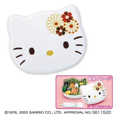 正版 日版 日貨 景品 SANRIO 三麗鷗 Hello Kitty 市松和花 市松和花大臉便當盒 便當盒 餐盒 抓樂霸