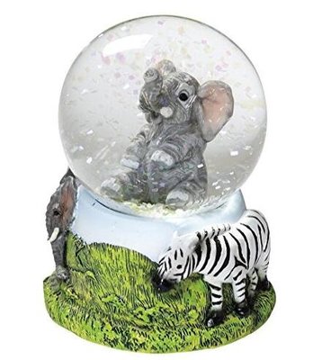 日本進口 大象造型水晶球擺件 動物園水晶球擺飾 送禮物 亮片雪花球工藝品桌面擺件 2164A