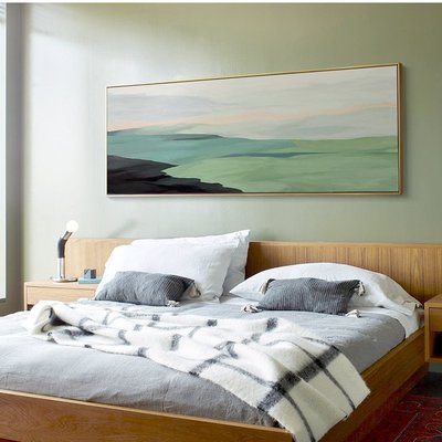 特賣-美森映象 北歐臥室床頭裝飾畫客廳沙發背景墻掛畫ins抽象風景壁畫