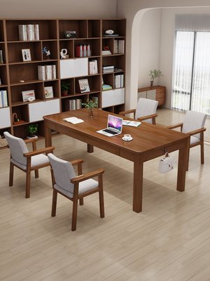 客廳餐書桌一體雙人實木電腦桌簡約家用長條桌辦公桌工作臺學習桌