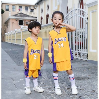 童裝洛杉磯湖人球衣 24號籃球服 小孩運動服套裝 兒童籃球訓練套裝