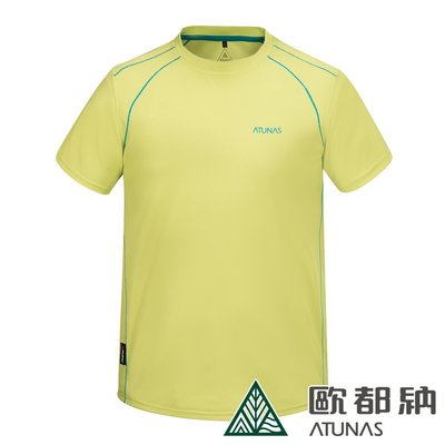 集山庄|ATUNAS 歐都納|男款POLARTEC短袖T恤 A-T1803M 黃綠 (防曬抗UV/透氣/吸溼排汗/快乾)