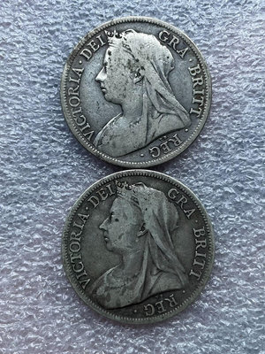無洗英國維多利亞批紗半克朗銀幣1894、1896240