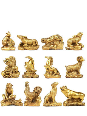 銅十二生肖擺件12屬相全套銅狗鼠牛雞蛇馬虎兔龍羊猴豬裝飾工藝品~半島鐵盒