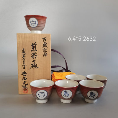 日本 富田燒 安田光陽和紀太理光聯名百歲煎茶茶碗465