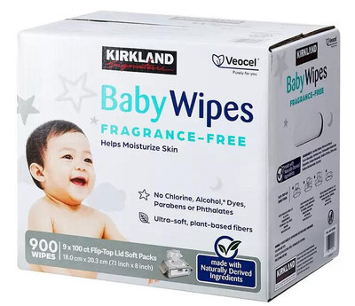 《好市多COSTCO 線上商品代購》KIRKLAND科克蘭 科克蘭 柔軟無香精嬰兒濕巾 100 張 *9入/盒
