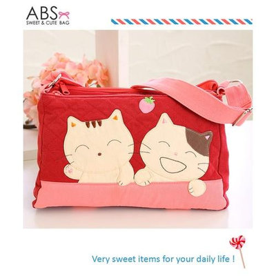 ABS貝斯貓 側背包 多層拼布貓咪包 拼布包 布包貓咪包 斜側背包