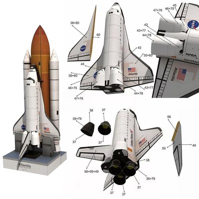 1pc 英文版 1: 150 比例 34 厘米道具紙模型太空梭火箭亞特蘭蒂斯 3D 拼圖手工 Diy