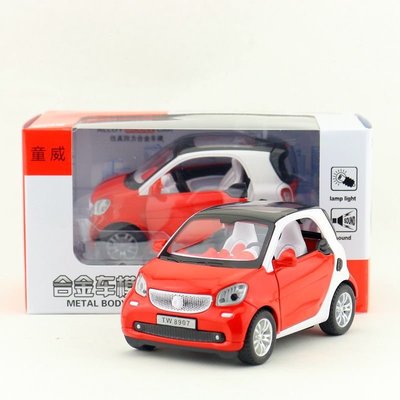 天鷹玩具 1:24 仿真Benz smart 斯瑪特 合金模型 迴力玩具汽車 紅