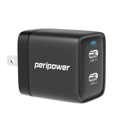 車資樂㊣汽車用品【PS-01】PeriPower GaN 氮化鎵 40W 雙USB-C(Type-C) PD 快速充電器 iPhone 15適用