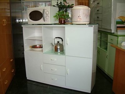 【塑鋼舒美櫥櫃設計~訂做】~耐潮濕~白色~廚房用~可放家電用品~塑鋼收納櫃~