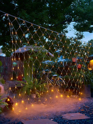 led彩燈太陽能漁網燈家用低壓閃燈串燈庭院草坪裝飾戶外露營布置