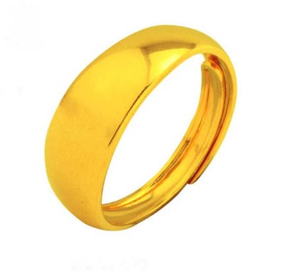 特價出清 1S3A16 男款 鍍金 黃金戒指 光面沙金戒指k金飾品 男女通用可調節熱銷戒指手飾.大號面寬約8mm