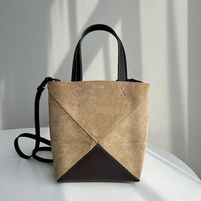 小Z代購#Loewe 2023秋冬新款 PuZzle Fold Tote 手袋麂皮托特包手提包小號斜挎包