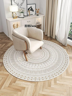 新品美式圓形地毯ins摩洛哥圓型客廳毯輕奢家用臥室床梳妝臺吊籃地墊