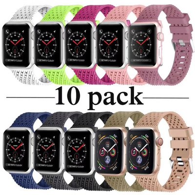 【批發價】蘋果iwatch 5手錶多孔透氣矽膠錶帶Apple watch Series 4代3代2代1代矽膠運動表帶