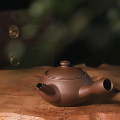 日本回流手工柴燒側把急須壺紫砂茶道小品壺巖茶手工泡茶器功夫茶