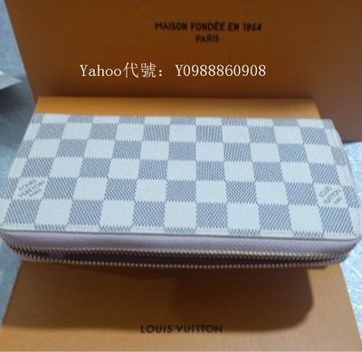 里昂二手正品  Louis Vuitton# LV# N41660# N60019# ZIPPY 白棋盤格紋拉鍊長夾