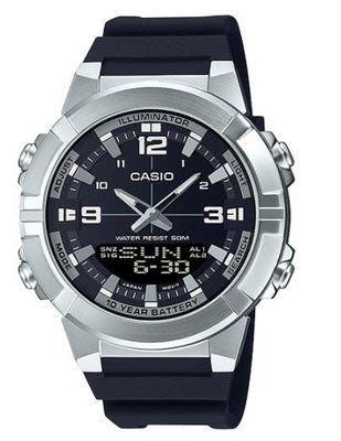 【CASIO 專賣】AMW-870-1A 10年電力 指針數位雙顯 粗曠樹脂錶款 AMW-870