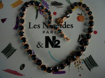 【巴黎妙樣兒】法國廠製造 Les Nereides 手繪珠寶 星鑽系列 氣質油墨藍 滿鑽項鍊