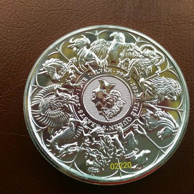 現貨~英國女王神獸銀幣10獸版二盎司(終極圓滿版)，英國銀幣，收藏錢幣，錢幣，紀念幣，銀幣，幣~2021英國女王神獸銀幣10獸版~10獸群聚圓滿終級版全新二盎司