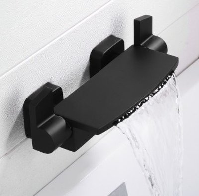 黑色 瀑布 入牆水龍頭 浴缸 浴室 水龍頭 浴盆 冷熱 隱藏 水流 如圖1簡單版下標區