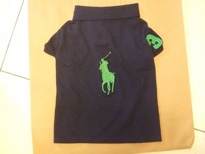 Ralph Lauren 深藍色 綠logo polo衫