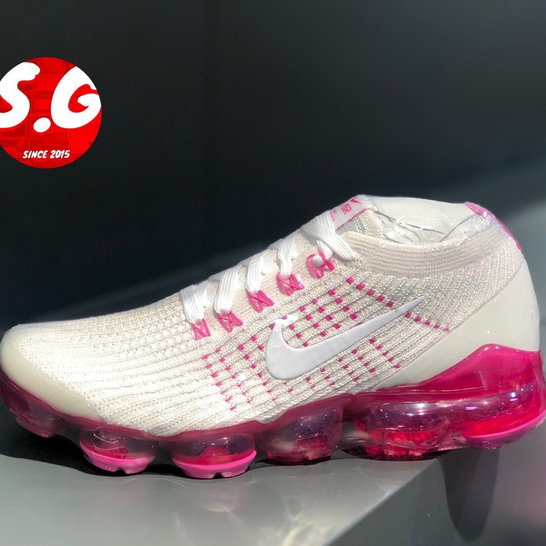 S.G NIKE AIR VAPORMAX FLYKNIT 3 白桃紅編織全氣墊慢跑女AJ6910-005