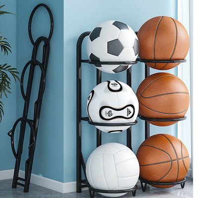 免安裝簡易家用室內籃球收納架便攜式足球類擺放置物架幼兒園~特價