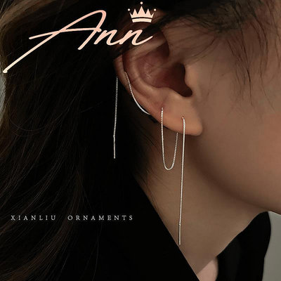 純銀耳線女輕奢高級感流蘇耳鏈耳環2024新款爆款雙耳洞耳釘耳飾品-Ann美學