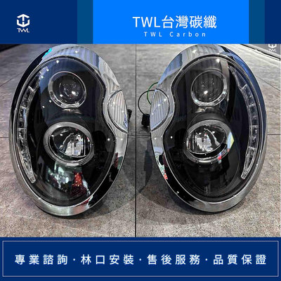 TWL台灣碳纖 台灣製造 高品質 For MINI 01~08年 R53 R50 黑底 光圈魚眼 投射大燈 R8大燈