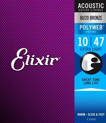 Elixir 11000 (10-47) 厚膜 POLYWEB 木吉他弦【硬地搖滾】多件優惠中！全館免運！
