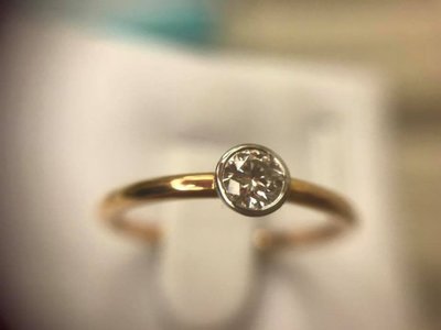 Tiffany &amp; Co  鉑金750 pt950 0.25克拉 25分雙色真鑽鑽石鑽戒　原價8萬 附證書