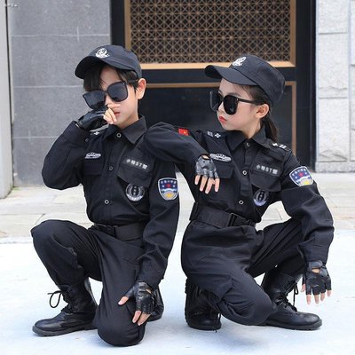 熱賣 萬聖節 兒童角色扮演服 造型服 兒童警察服 長袖特警衣服 交警制服 男童小警察女童警察表演服 滿599免運