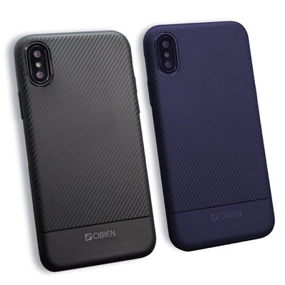 手機殼[75海]Obien iPhone X 全包式TPU碳纖維紋保護殼