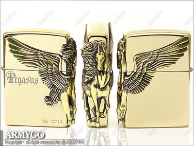 【ARMYGO】ZIPPO原廠打火機-日系-Pegasus系列-飛馬限量款 (金色款)