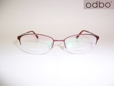 光寶眼鏡城(台南)odbo 專利無螺絲彈簧腳,鈦IP眼鏡*彈性鈦完全無負擔 ,1730 C36半邊咖紅色