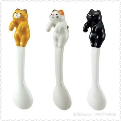 日本DECOLE SPOON貓系列湯匙 攪拌器 杯緣子~虎紋貓/白貓/黑貓3款