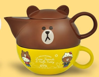 7-11 Hello Kitty x LINE 共度美好食光 下午茶杯壺組 (熊大款), 現貨
