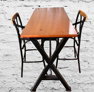 鑫高雄駿喨二手貨家具(全台買賣)----4尺 實木 工業風高腳桌 吧台桌 高腳椅 吧台椅  1桌2椅 餐桌 餐椅 工業風