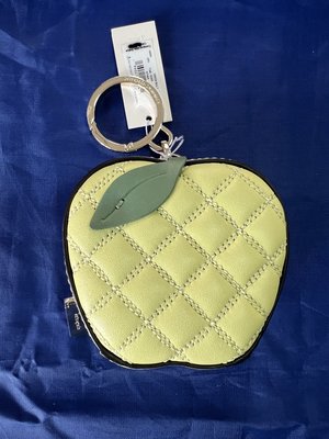 Kate Spade 菱格紋黃蘋果造型皮製鑰匙圈零錢包  美國代購購入   全新未拆保證正品