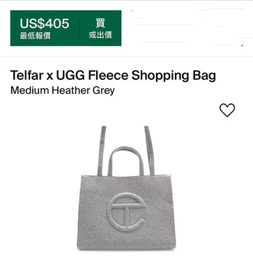 Telfar x UGG 聯名限量 灰色medium logo embossed fleece 英國selfridges 百貨