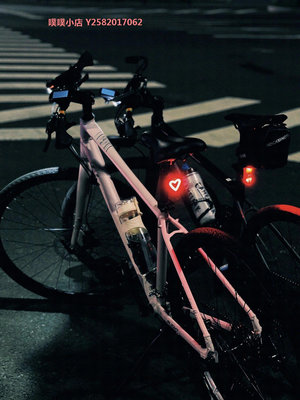 山地自行車夜間騎行尾燈警示燈愛心充電款公路車復古單車裝飾配件