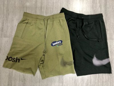 NIKE NSW 燙印LOGO 及膝 抽繩 寬鬆 不收邊 短褲 男 軍綠 DX6310-222 黑 010