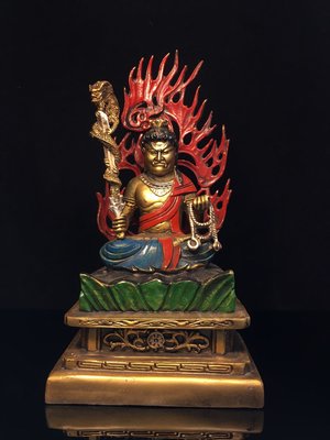 純銅彩繪不動明王佛像，重2.2公斤，40080R