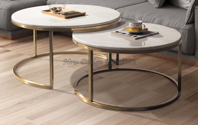 【N D Furniture】台南在地家具-不鏽鋼電鍍處理金腳人造石面茶几/圓几組合(可拆買)YH